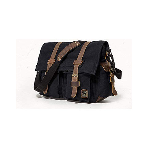 Sechunk vintage military leather canvas laptop bag messenger bags medium hot sale