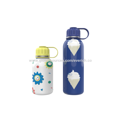  Botella de agua para la escuela, termo con pajilla, de acero  inoxidable, de doble pared, al vacío, con correa, regalos para niñas (oso  verde, 17.6 fl oz) : Hogar y Cocina