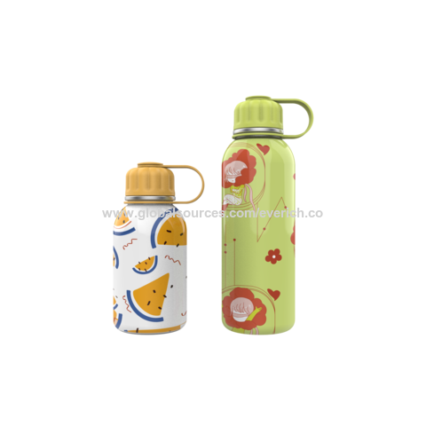  Botella de agua para la escuela, termo con pajilla, de acero  inoxidable, de doble pared, al vacío, con correa, regalos para niñas (oso  verde, 17.6 fl oz) : Hogar y Cocina