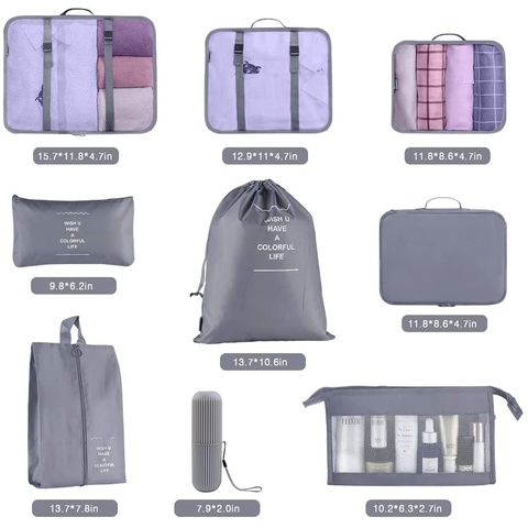 Organizador De Equipaje Impermeable De 3 Piezas Bolsas De Almacenamiento De Ropa Ligera Azul
