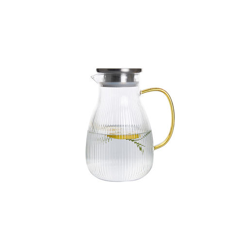 Großhandel Hochborosilikatglas Krug für Tee und Früchte mit Edelstahldeckeln