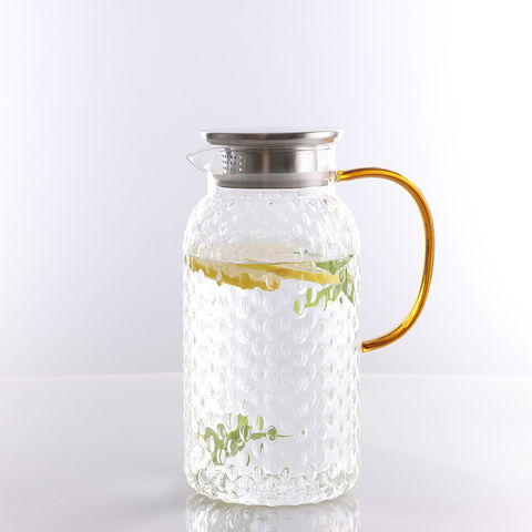Großhandel Hochborosilikatglas Krug für Tee und Früchte mit Edelstahldeckeln