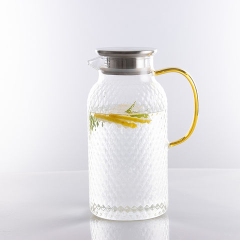 Großhandel Hochborosilikatglas Krug für Tee und Früchte mit Edelstahldeckeln