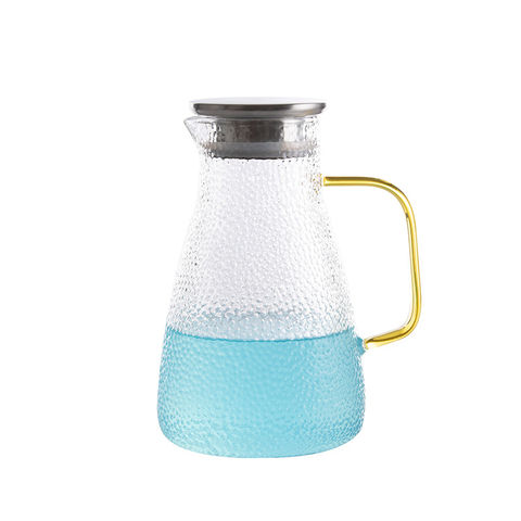 Großhandel Hochborosilikatglas Krug für Tee und Früchte mit Edelstahldeckeln
