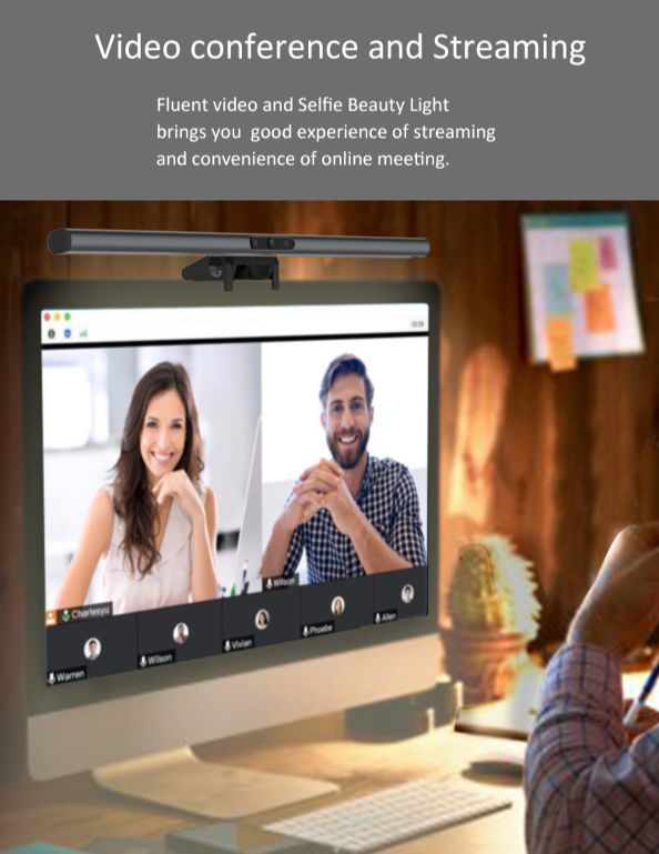 Eiresmart Screen Monitor Light With 1080p Webcam Led Light Bar Space ...