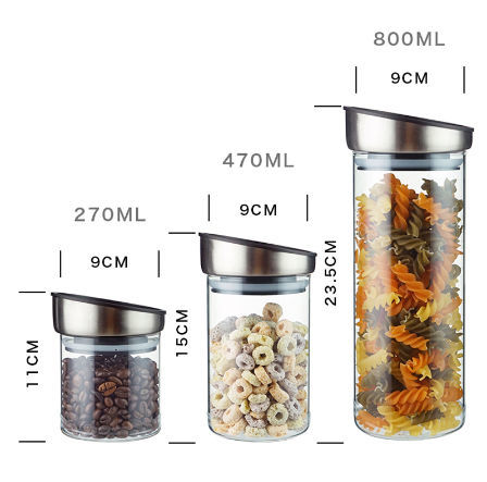 Buy Wholesale China Glass Jar With Lid Food Storage Jars Glass Canister Jar  Air Tight Jar 270ml/470ml/800ml & Glass Jar With Lid at USD 2.77