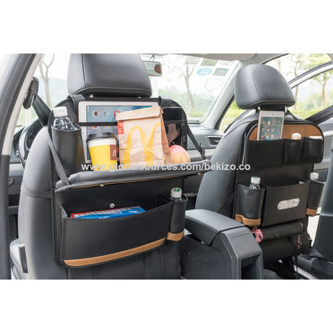Travel Storage Bag Table Tray Auto Accessories Car Seat Back Organizer Car  Storage Organizer Pu Leather Pad Bag