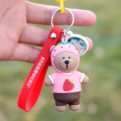 Starbucks Bear Cup Three-dimensional Cartoon Keychain Cute Toy Key Silicone  Doll Gift Pendant Car Keyring