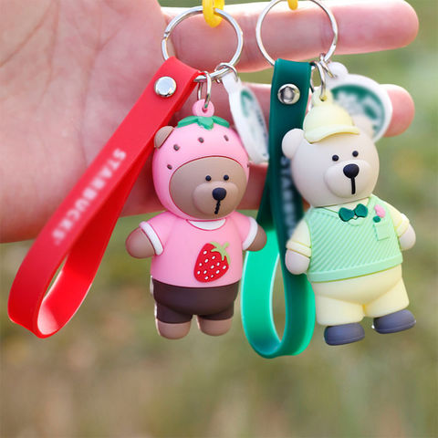 Starbucks keychains cute doll pendant silicone bear doll car key