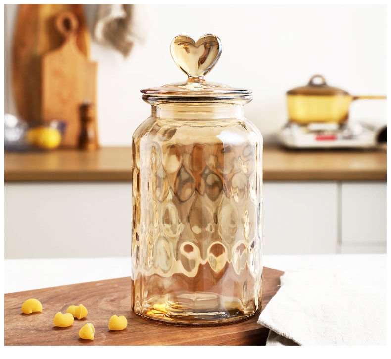 Golden Transparent Glass Bottles, Candy Jars, Household Sealed