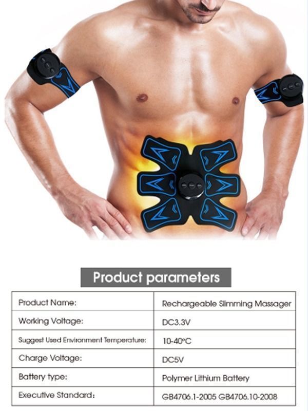 Électrostimulateur musculaire Abdominal Rechargeable par USB, 6 Modes et 10  niveaux d'intensité pour l'abdomen