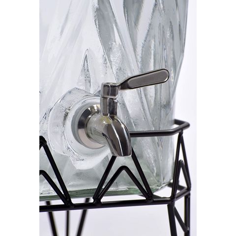 Dual Gallon Glass Bar Dispenser Set, Metal Stand, Stainless Steel Spigot,  Drinks