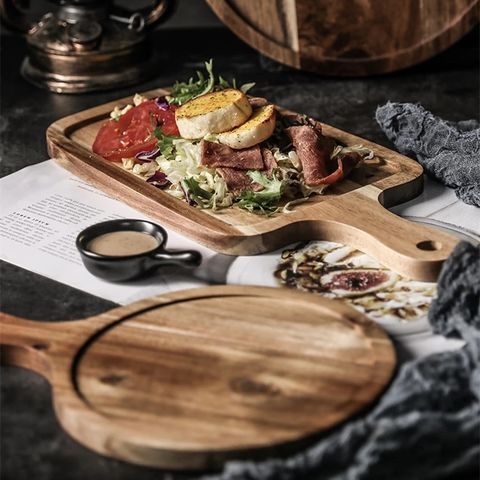 Wood Cutting Board Large Wooden Pizza Tray Bread Board Round Square Chopping  Board Cake Serving Plate Tray Wood Kitchen Utensils - Chopping Blocks -  AliExpress