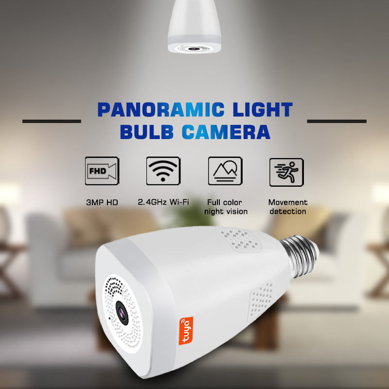 Buy Wholesale China Tuya Smart 3mp Fisheye 360 Panoramic E27 Lamp