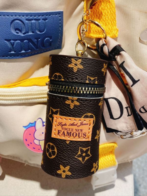 Bucket Lipstick Bag Leather Mini Keychain CharmHandbag Backpack Pendant  Storage