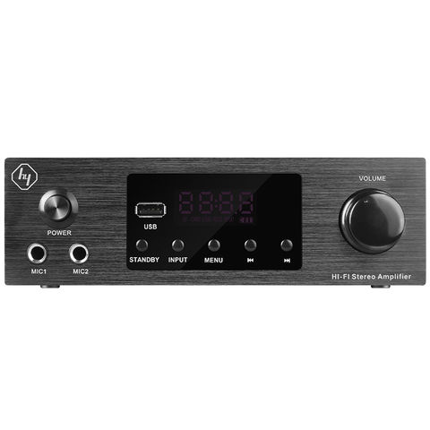 Amplificateur de Puissance Bluetooth 5.0, 300W + 300W Stereo Hi-FI Digital  Amp 2.0 Channel avec entrée USB/Bluetooth/FM, Mini Récepteur Audio 12V /