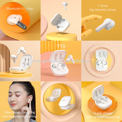 QCY T13 Bluetooth Wireless Earbuds TWS Earphone 4 Microphones ENC HD Call  Headphone Quick charge Touch Control