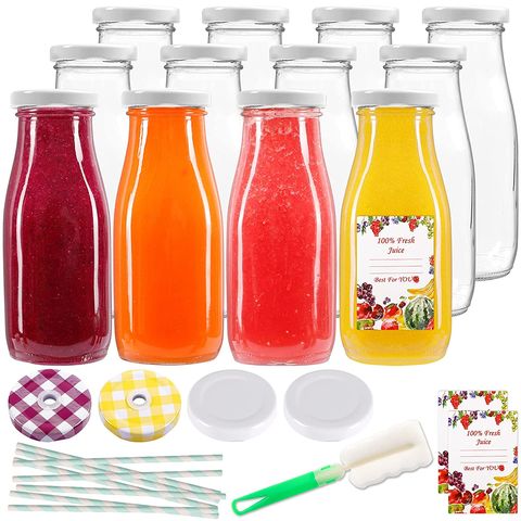 500ml Fruit Juice Cup Beverage Yogurt Glass Bottle with Handle and Straw -  China Drinking Glass Cup, Glass Bottle for Juice