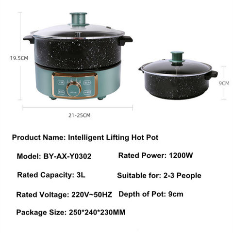 220V Stainless Steel Inner Household Electric Rice Cooker 3L Automatic Lift  Hot Pot Low Sugar Rice Cooker White/Green Color