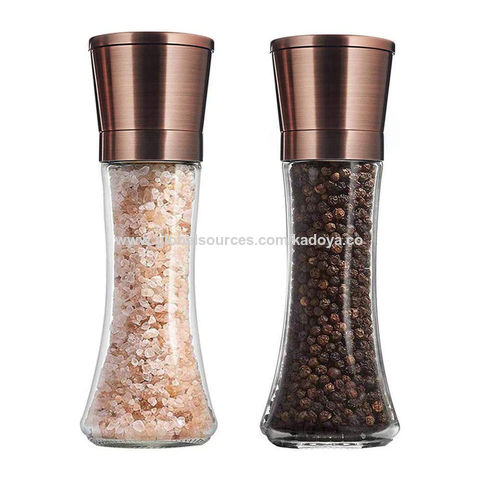 Premium Stainless Steel Salt and Pepper Grinder Shaker Mill Vintage Glass  Bottle