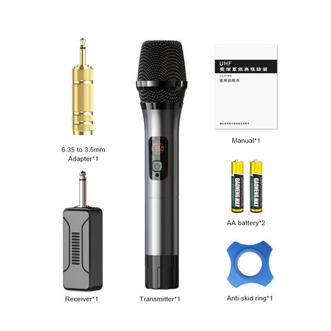 K380A Wireless Microphone Karaoke Microphone Wireless Mic Dual with  Rechargeable Bluetooth Receiver System Set - UHF Handheld Cordless  Microphone for