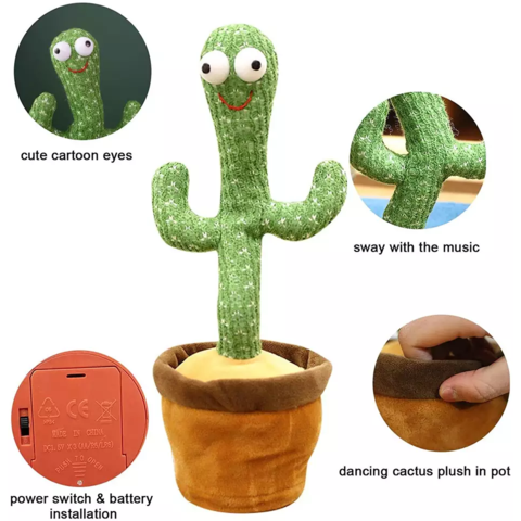 Jouets cactus de charge USB améliorés, cactus dansant, jouet de cactus  parlant répète ce que vous dites