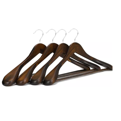 Extra Wide Shoulder Wooden Hangers Heavy Duty Coat Hanger - Set of 6 
