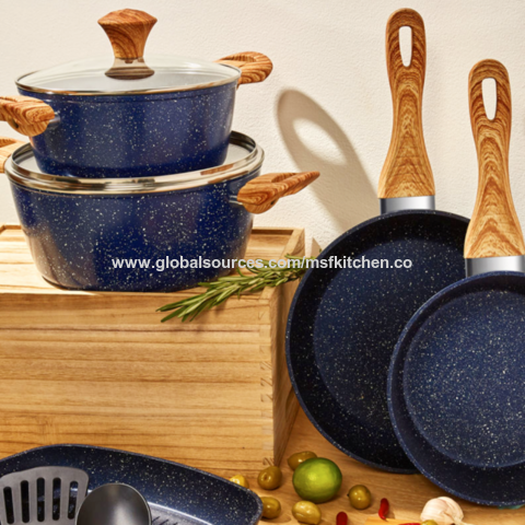 Buy Wholesale China 10-piece Granite/marble Coated Aluminium Cookware Set  Beige & Aluminium Cookware Set at USD 28.5