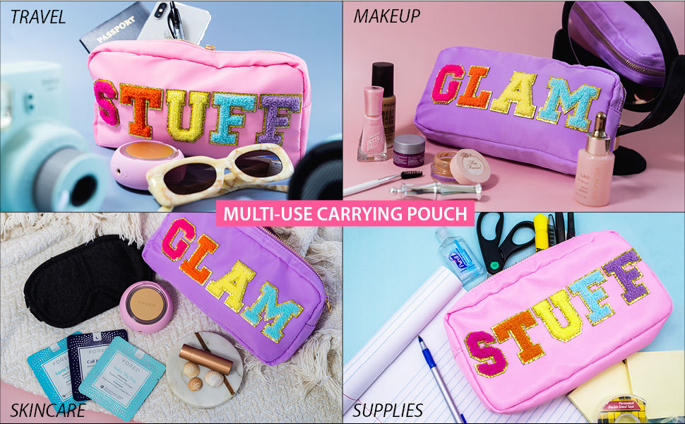 Nylon Chenille Patch Lettering Cosmetic Bag – Full of Charm Paper & Boutique