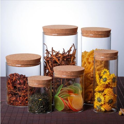 Tarro de vidrio borosilicato con tapa de bambú para alimentos - Ideal para almacenamiento y conservación