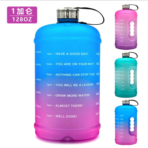 1 Gallon Water Bottle With Time Marker Bpa Free 3.78l Sports