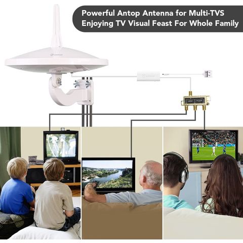 Digital TV Antenna, 380 Miles Indoor Amplifier Signal Booster Long Range  HDTV Antenna Support 4K 1080P UHF VHF Free Local Channels with 13.4ft Coax