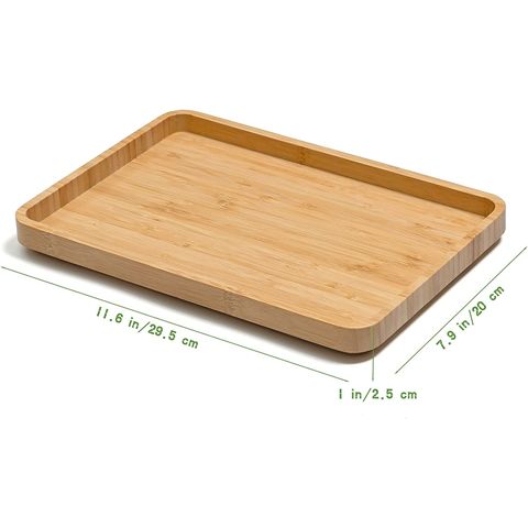 Bathroom Vanity Tray Turntable, 10 inch Bamboo Decorative Tray for