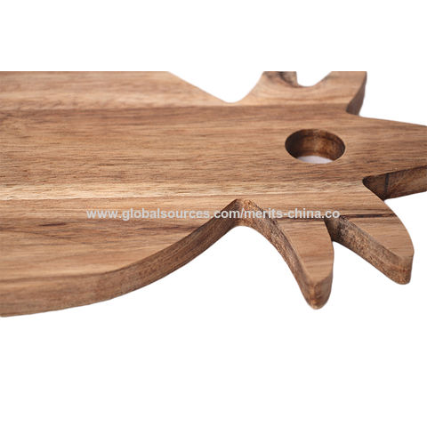 Natural Pineapple Shaped Wood And Marble Cheese Board And Cutting Board