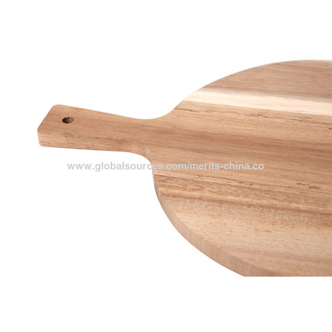 Kitchen Wood Cutting Boards with Handle, Wooden Pizza Peel 15 inch