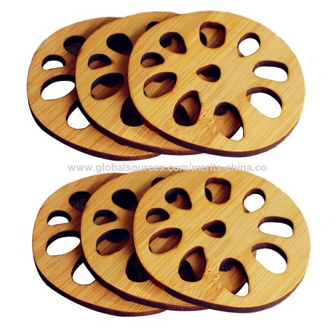 Wooden Coasters For Drinks Durable Wood Material Mug Mats Hollowed