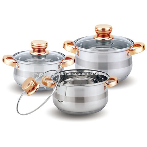 Buy Wholesale China Stainless Steel Mirror Polish Cookware Sets 6 Pieces  Kitchen Ware Cheap Cookware Pots And Pans Set With Clear Glass Lid &  Cookware Stainless Steel at USD 10.9