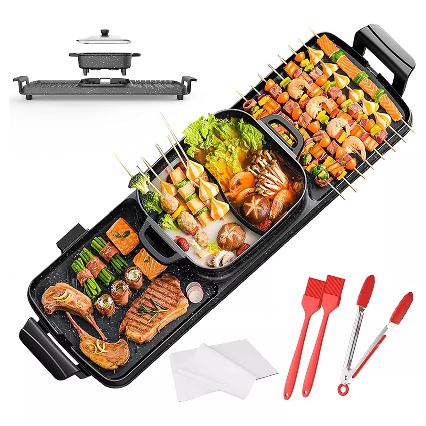 Portable Bbq Grill Outdoor Hot Pot Green High Capacity Bbq Grill Barbecues  Party Kebab Machine Plancha