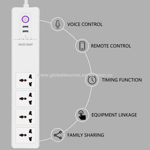 Regleta inteligente, protector contra sobretensiones wifi con 4 salidas de  CA controladas individualmente y 4 puertos USB, funciona con Alexa y Google  Home, control de voz