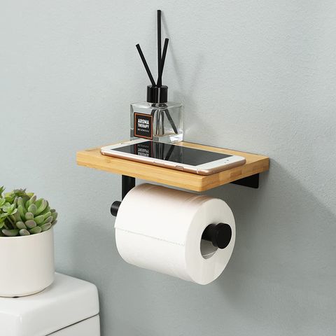 Buy Wholesale China High Quality Toilet Paper Holder With Shelf For  Bathroom, Stainless Steel Toilet Roll Holder With Bamboo Shelf Wall Mount  Black & Toilet Paper Holder With Shelf at USD 3.59