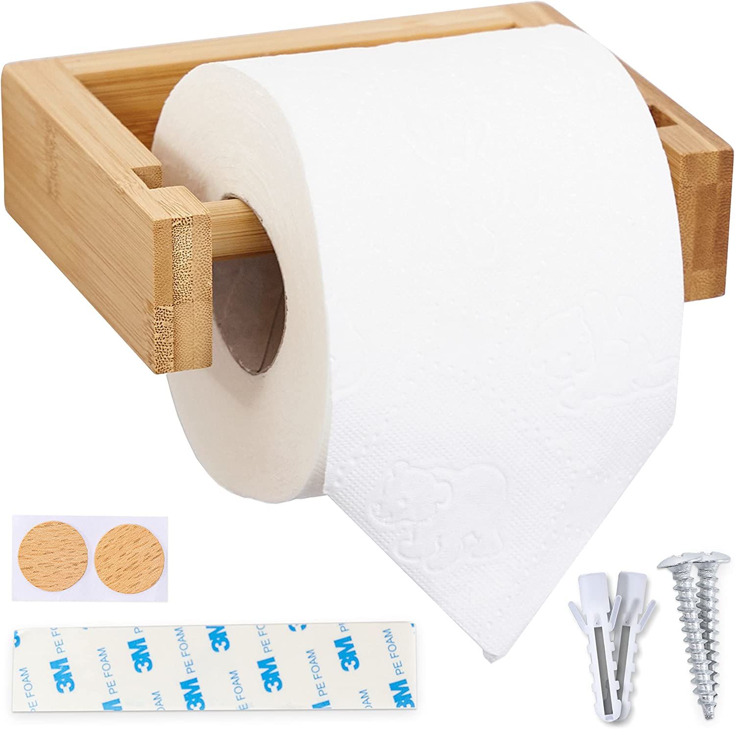 Toilet Paper Storage Box with Drawer,Wall Mounted Toilet Paper  Holder,Adhesive Bathroom Roll Paper Stand with Cover,Multifunctional Tissue  Box for