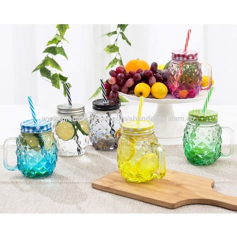 Buy Wholesale China 16 Oz Mason Jars With Handles Lids And Straws 4 Piece  Wide Mouth Mason Jar Mugs Set & Bottle Jars Household Container Pot at USD  0.44