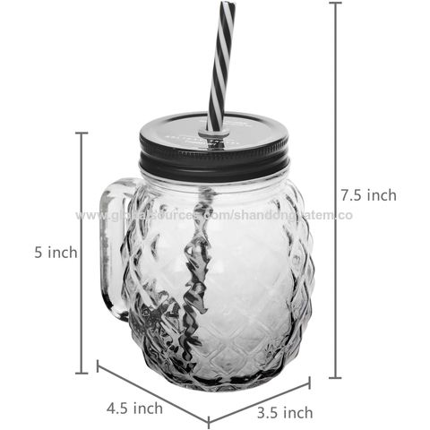 Buy Wholesale China 16 Oz Mason Jars With Handles Lids And Straws 4 Piece  Wide Mouth Mason Jar Mugs Set & Bottle Jars Household Container Pot at USD  0.44
