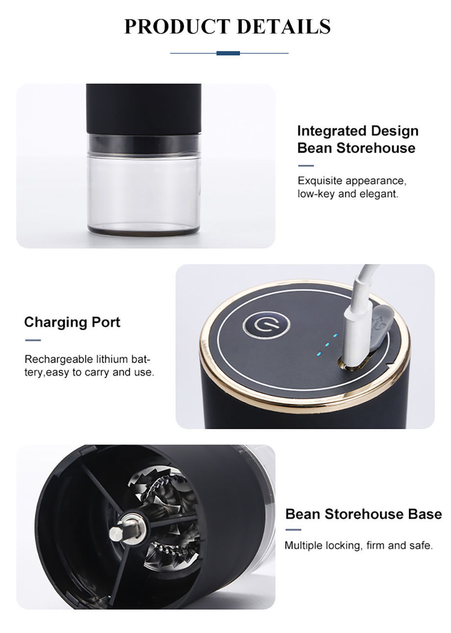 Buy Wholesale China  Top Seller Adjustable Coarseness Metal Burr Usb  Rechargeable Mini Coffee Grinders Portable Electric Coffee Bean Grinder &  Grinder at USD 11.2