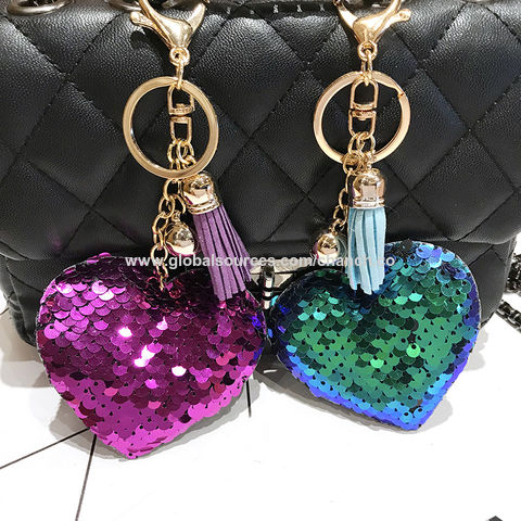 Glitter Keychain Accessories, Fashion Puff Ball Keychain