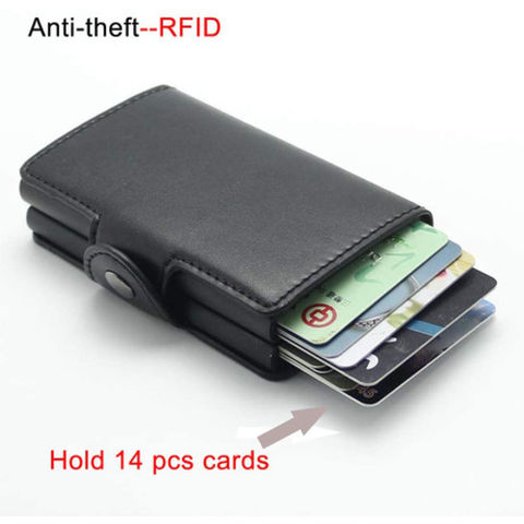 Rfid Blocking Protection Men id Credit Card Holder Wallet Leather Metal  Aluminum Business Bank Card Case