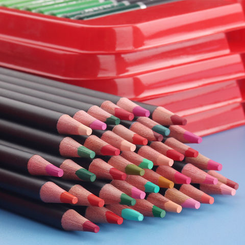Set de 180 lápices de colores para niños, sets de arte, papelería, lápices de colores al óleo en caja de lata para artistas y principiantes