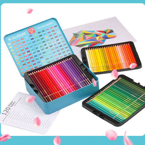 Set de 120 Lápices de Colores para Niños, Juegos de Arte, Papelería Infantil, Lápices de Colores Oleosos en Caja de Lata para Artistas y Principiantes
