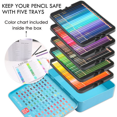 Set de 120 Lápices de Colores para Niños, Juegos de Arte, Papelería Infantil, Lápices de Colores Oleosos en Caja de Lata para Artistas y Principiantes
