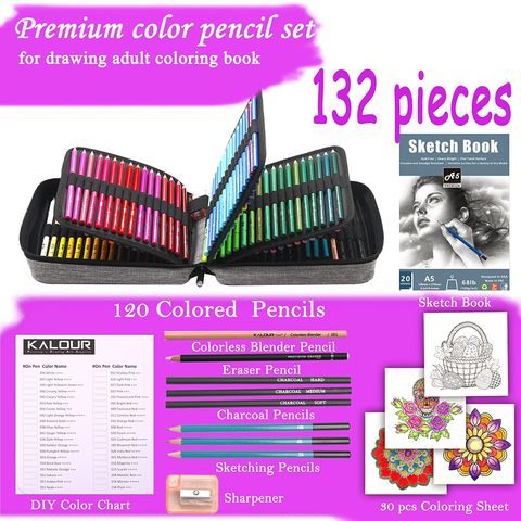 Ensemble de 120 crayons de couleur. Livre de coloriage pour